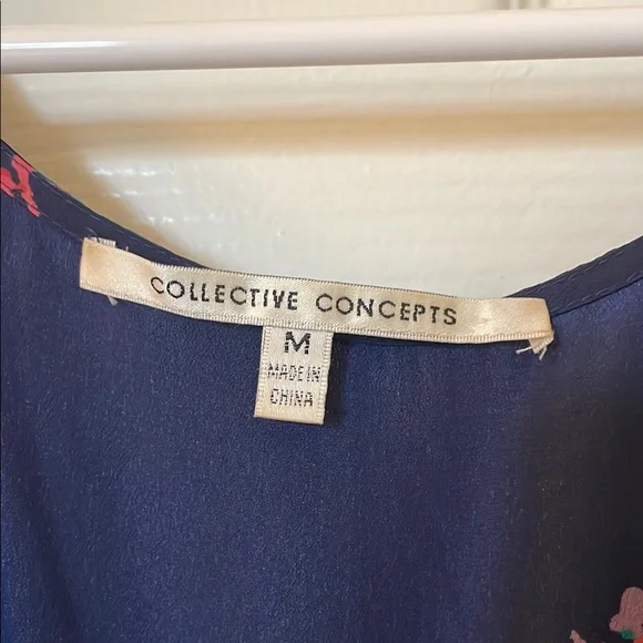 Urban Outfitters Collective Concepts Blue Floral V-Neck Dress Sz M - Picture 3 of 10